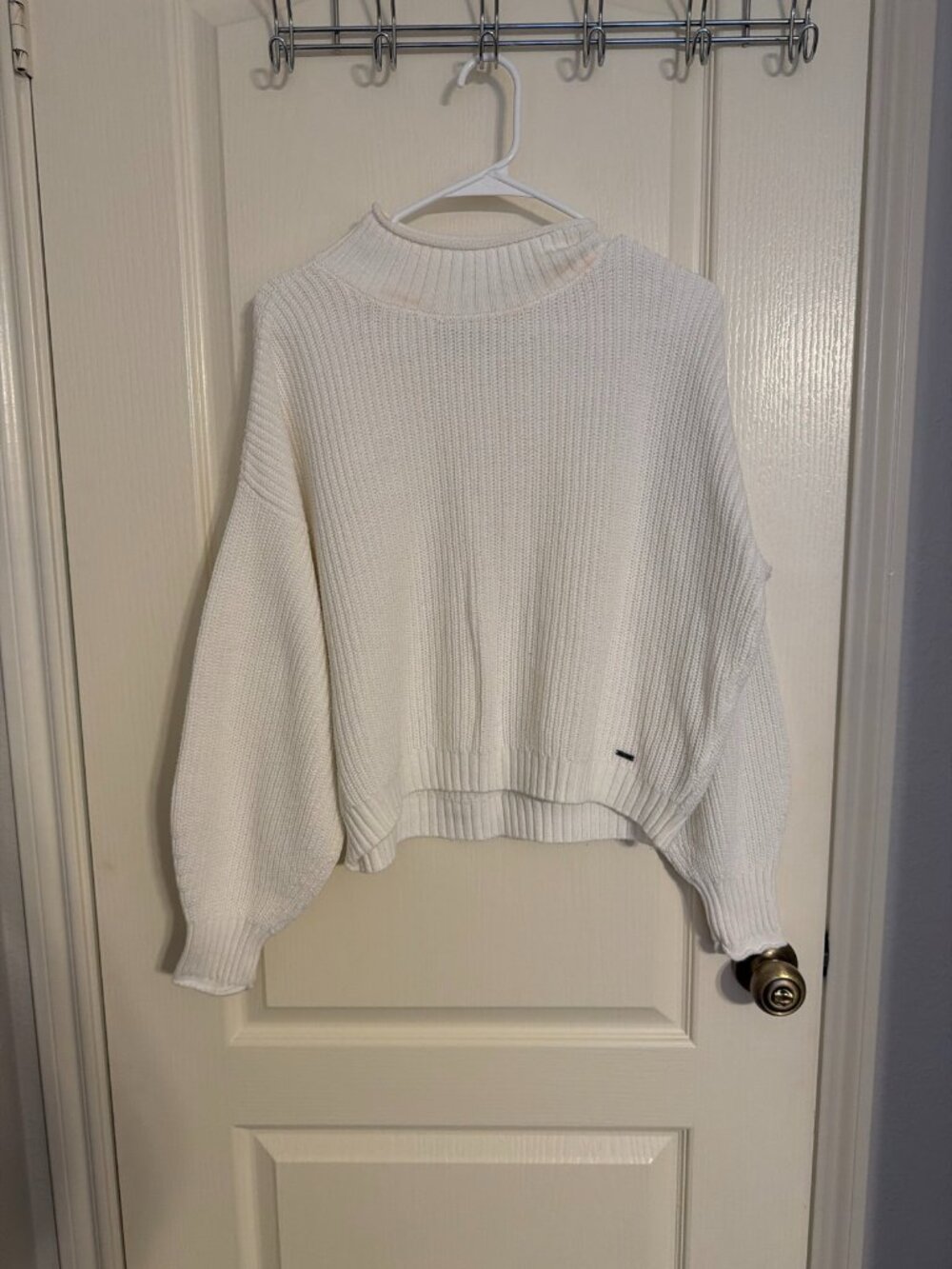 Tan Beige Quarter-Zip Pullover Sweatshirt — Large